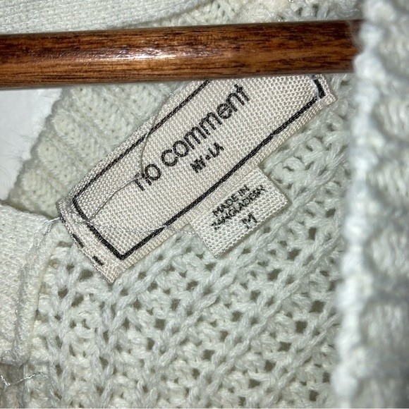 No Comment Color Block Cream Yellow Black Cable Knit Sweater Tunic Size Medium - Picture 3 of 4